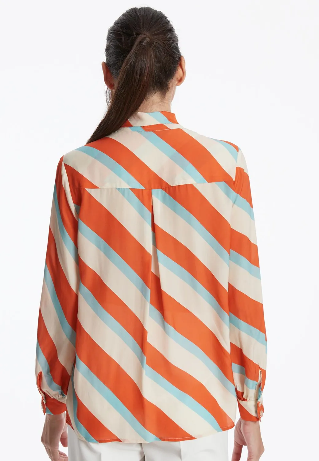 Ana Alcazar Zedana camicia fiocco bianco arancione