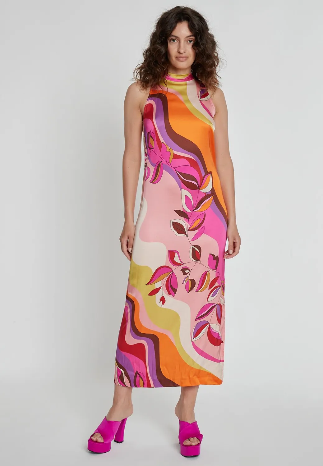 Ana Alcazar Kaffa abito neckholder stampa maxi