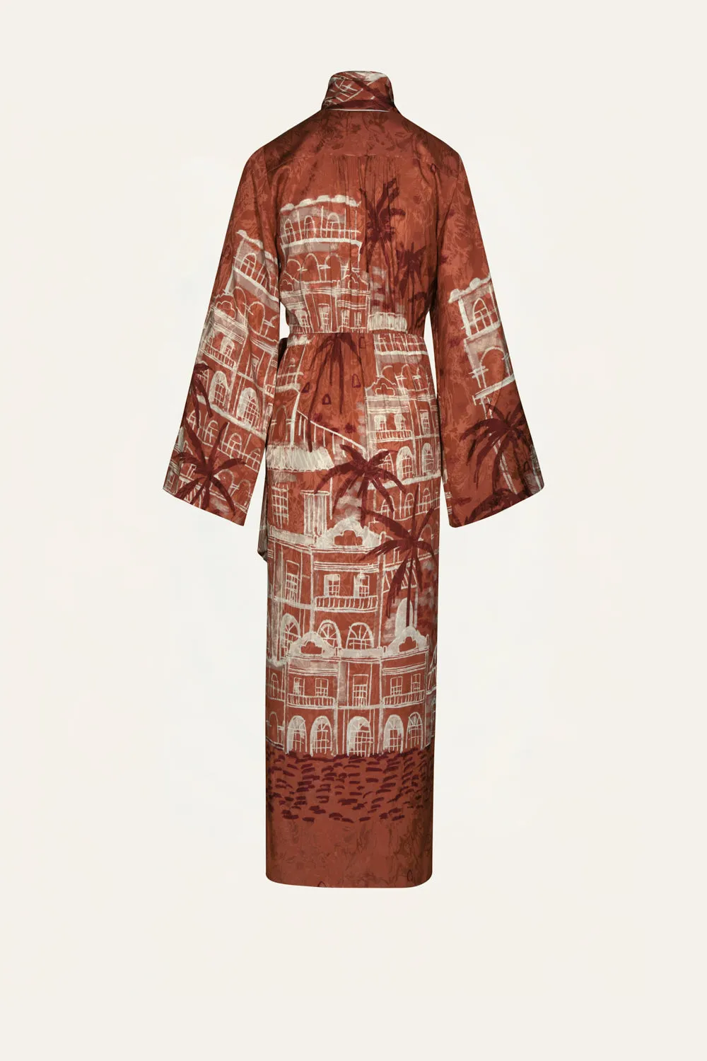 Johanna Ortiz Ollantay abito midi jacquard marsala