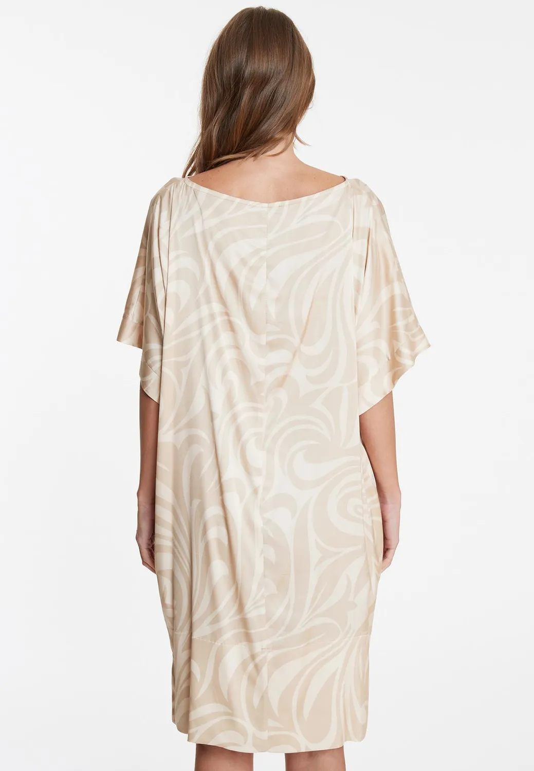 Ana Alcazar Wapea abito camicia oversize beige satinato