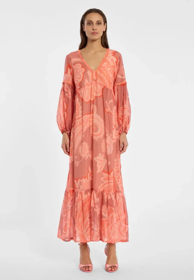 Ana Alcazar Deena abito boho maxi paisley arancione