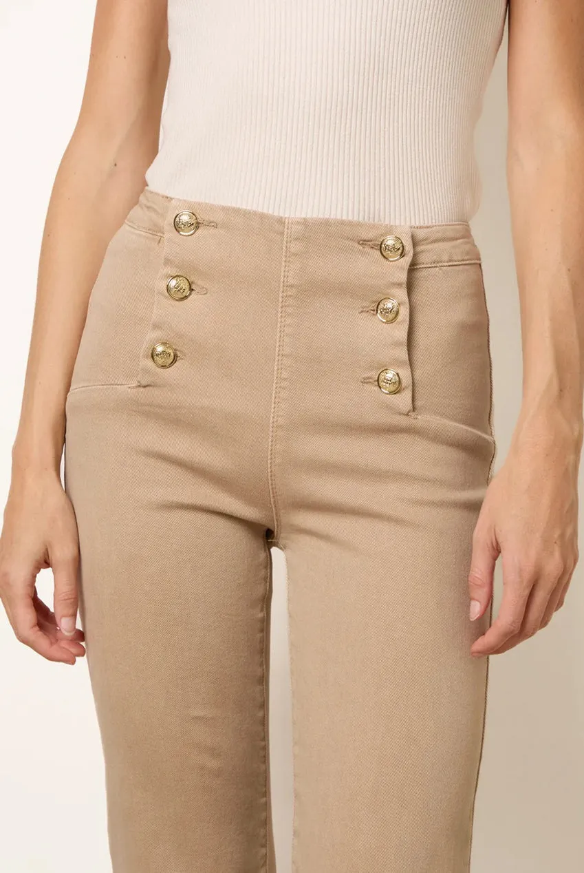 Blue Vanilla Triple Button Jeans Beige Vita Alta Svasati