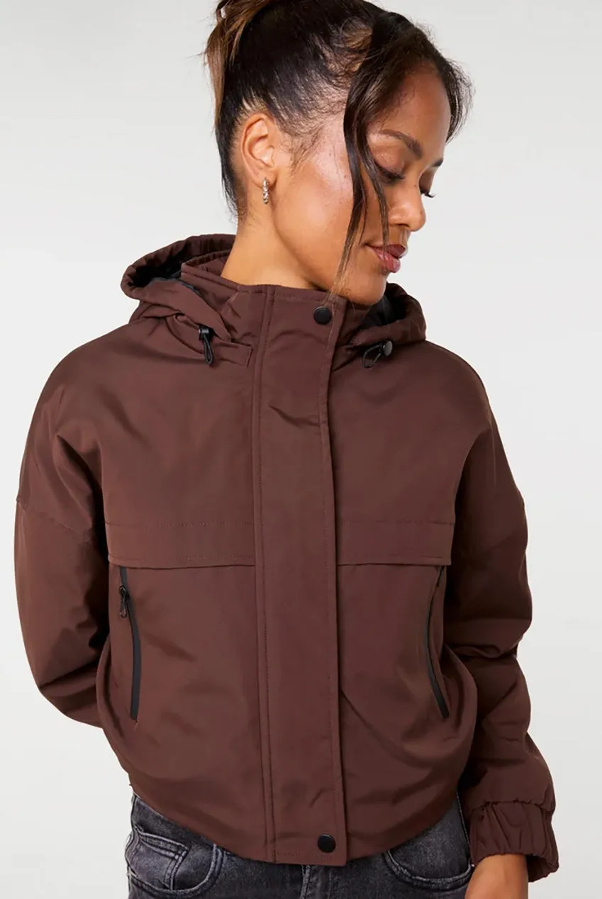Pink Vanilla Hooded Padded giacca imbottita cioccolato corta