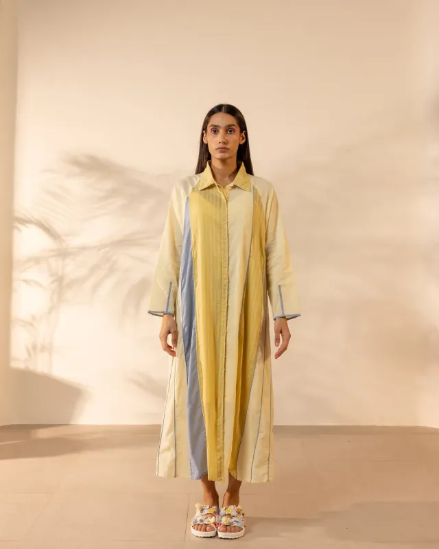 Our Dve Mango Mist abito cotone blu giallo taglia unica