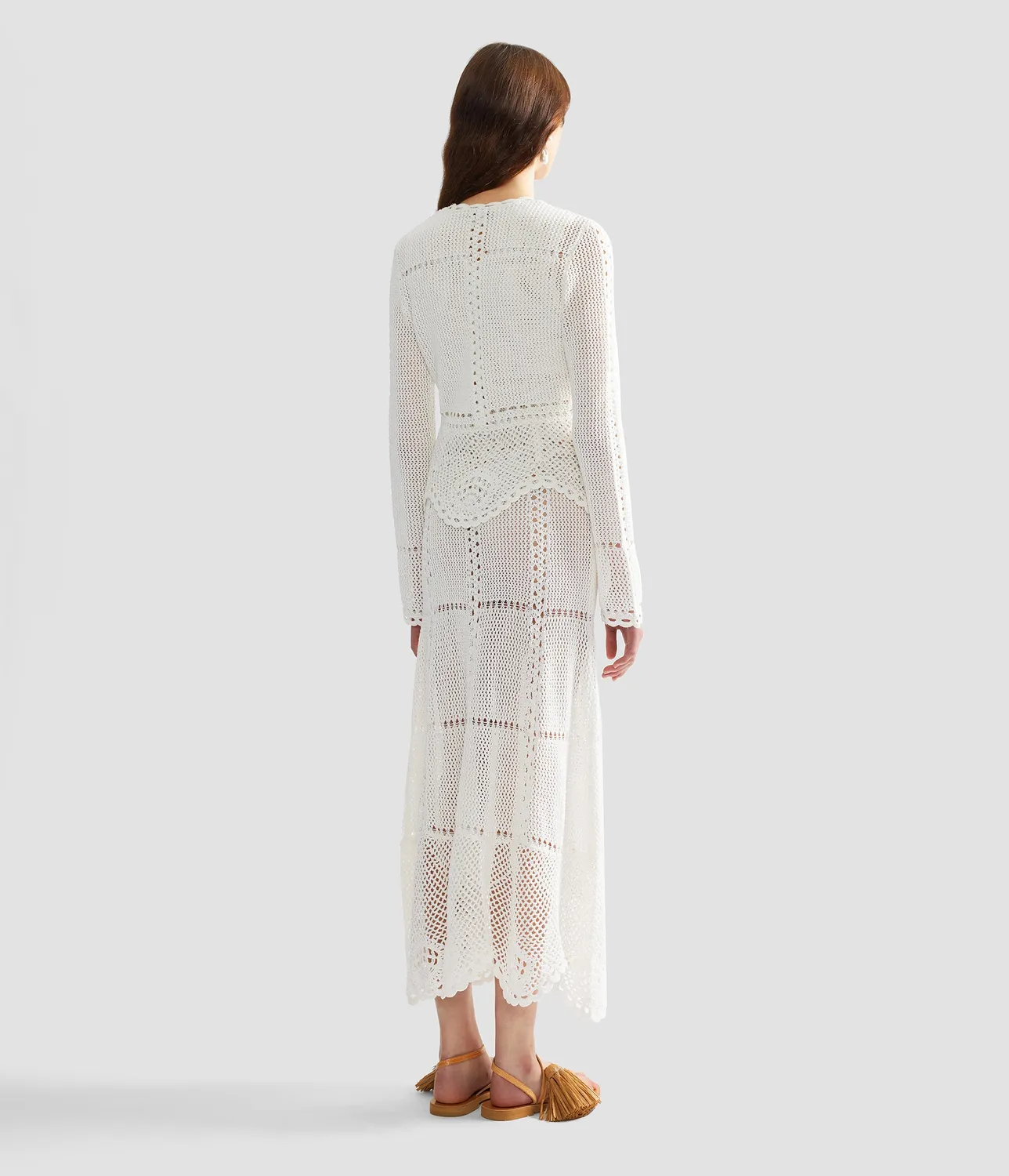 Erdem Cotton Crochet cardigan pizzo peplo bianco