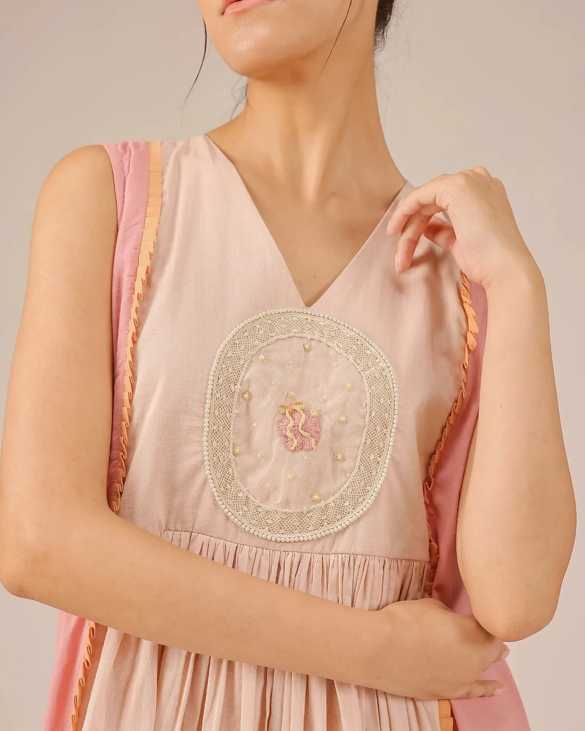 Our Dve Merry Berry vestito rosa cotone lungo