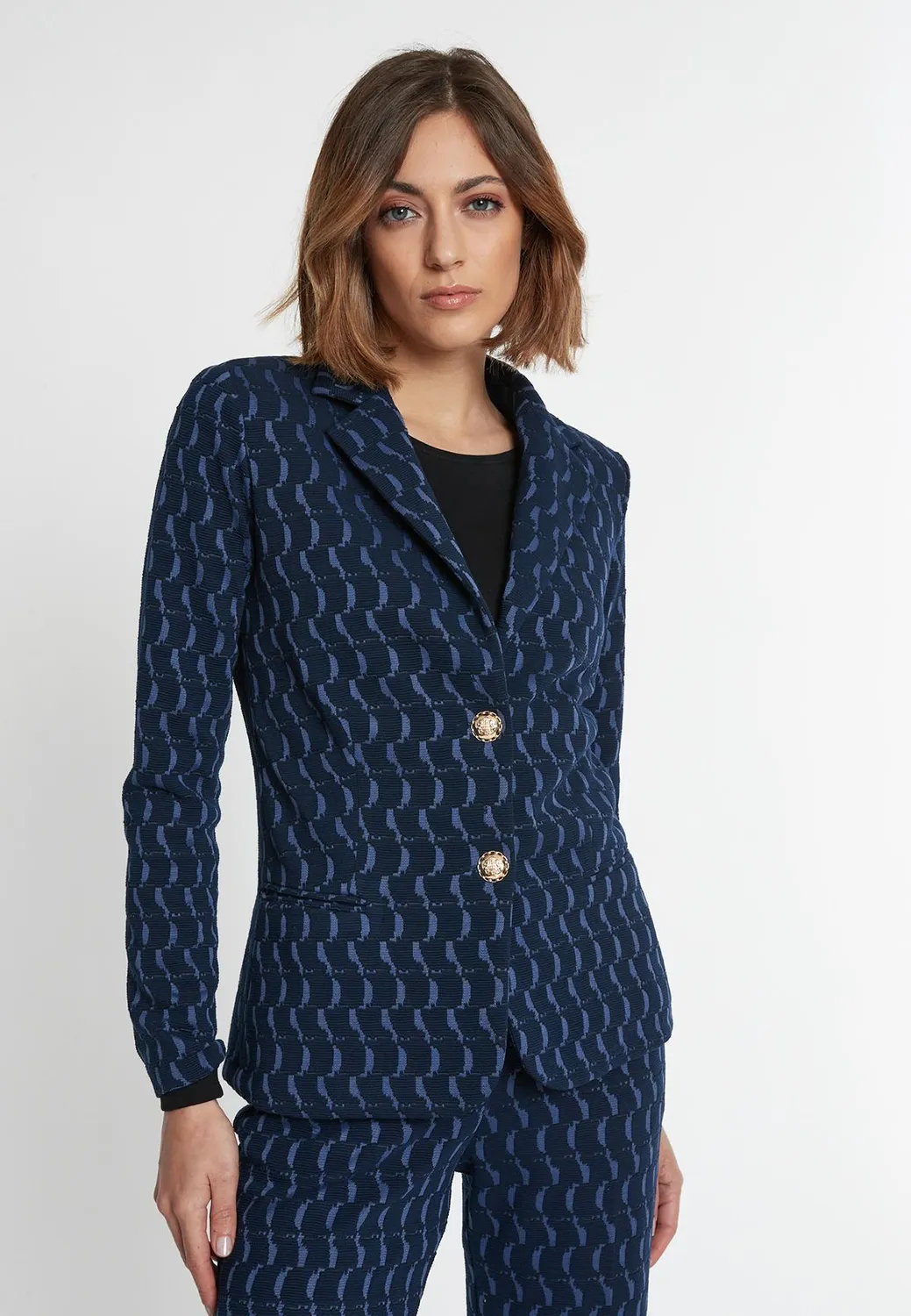 Ana Alcazar Siwa blazer jacquard blu onde
