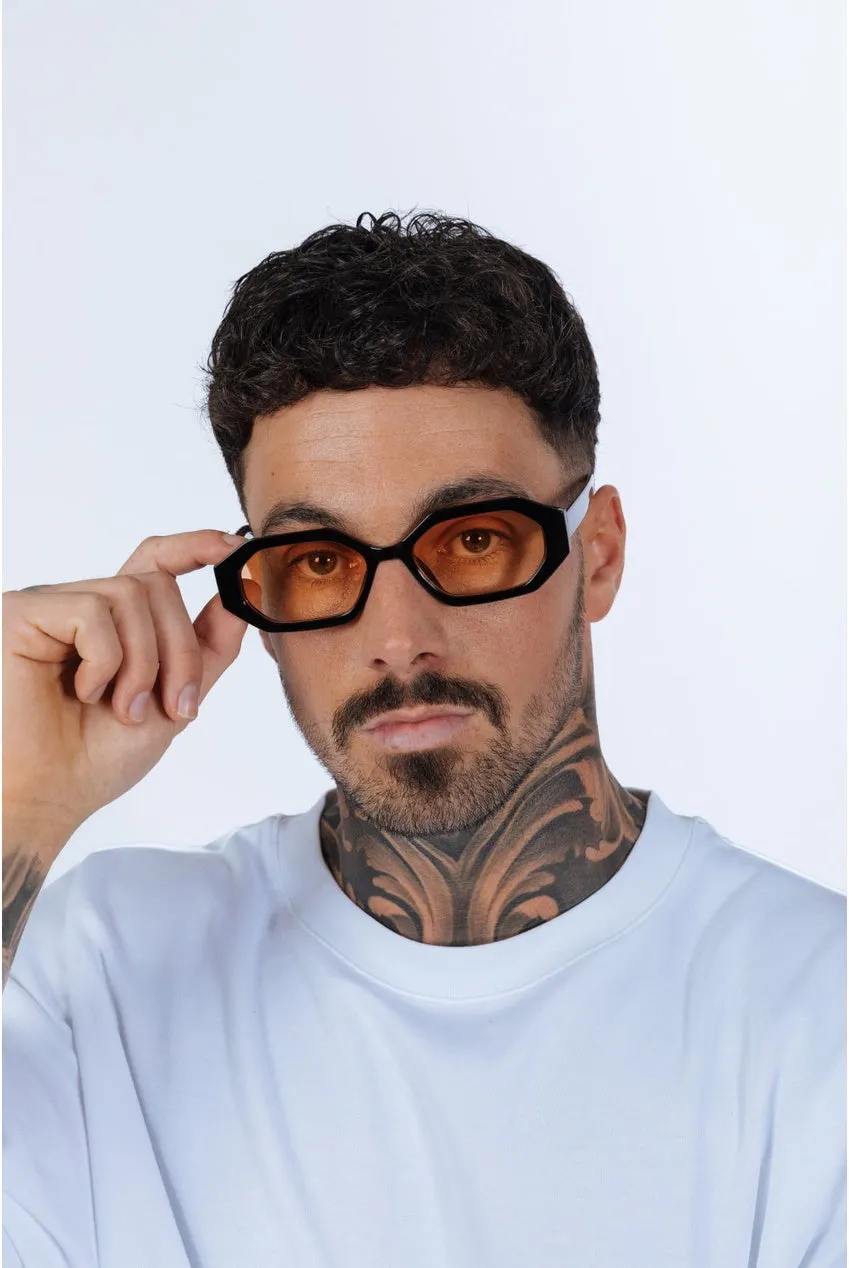 SVNX Oval Geometric occhiali sole nero arancione unisex