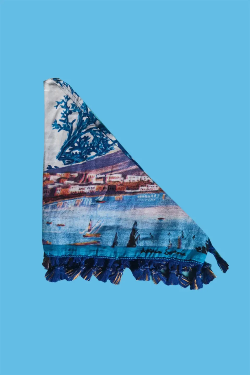 Antica Sartoria Napoli DV2122 foulard triangolo blu cotone