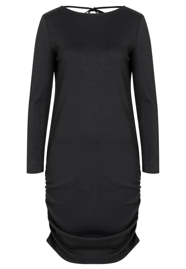 Ana Alcazar Sissi miniabito nero schiena nuda jersey