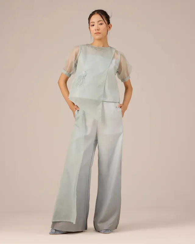 Our Dve Blum Jelly Top Pant completo grigio organza
