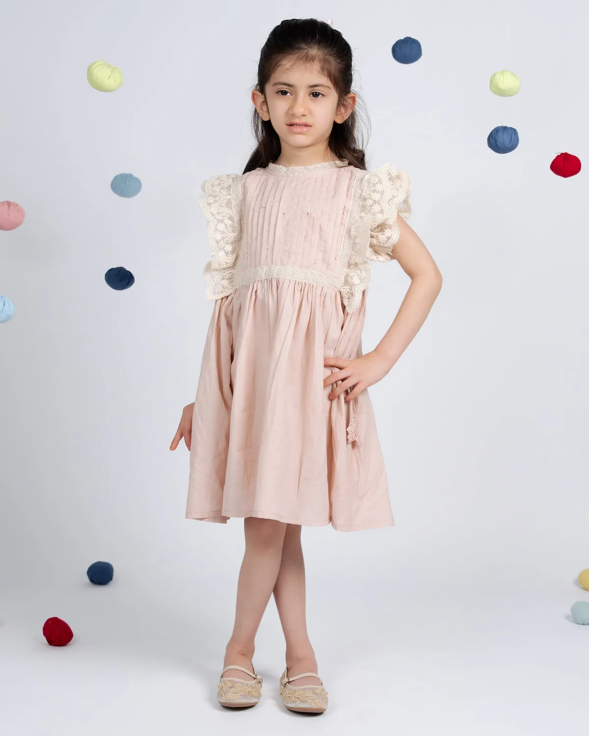 Our Dve Rosie Dress vestito bambina rosa cotone 5-6 anni