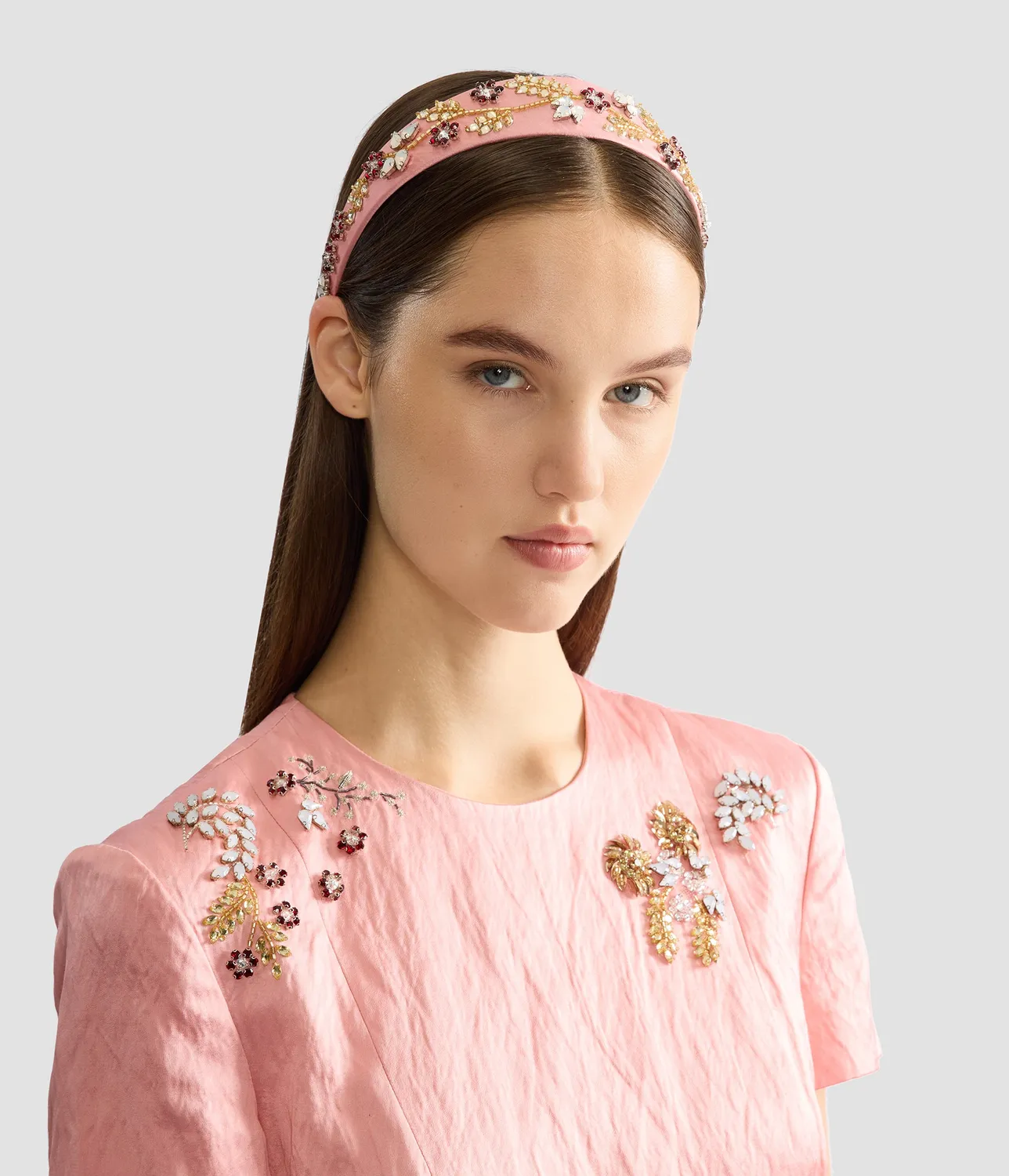 Erdem Embellished Headband cerchietto raso ricamo floreale