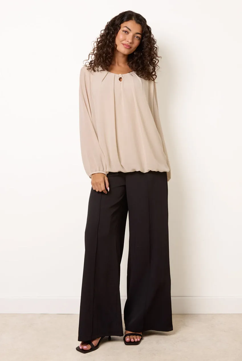 Blue Vanilla blusa beige S/M chiffon bottoni marmo