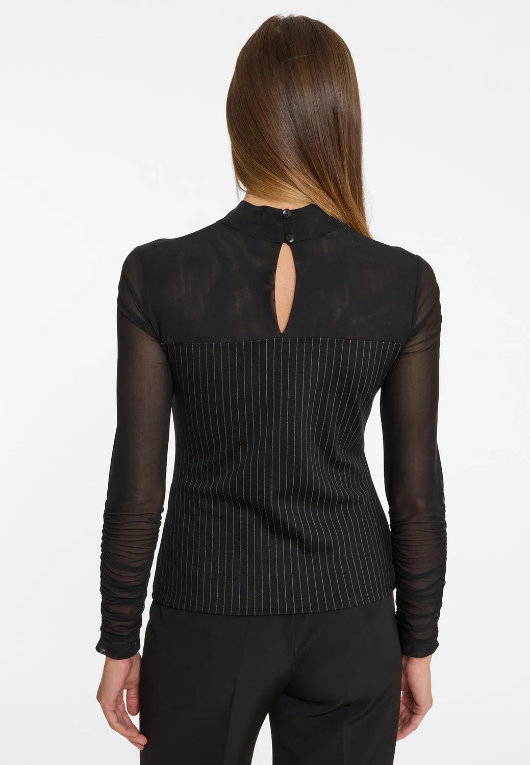 Ana Alcazar Angi top nero gessato elegante