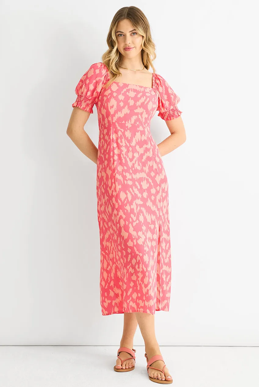 Gini London Pink Animal abito midi rosa
