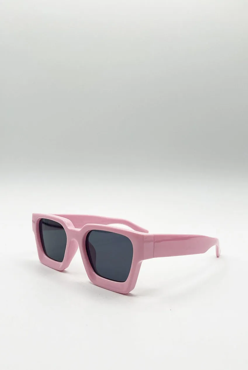 SVNX occhiali da sole rosa quadrati retro