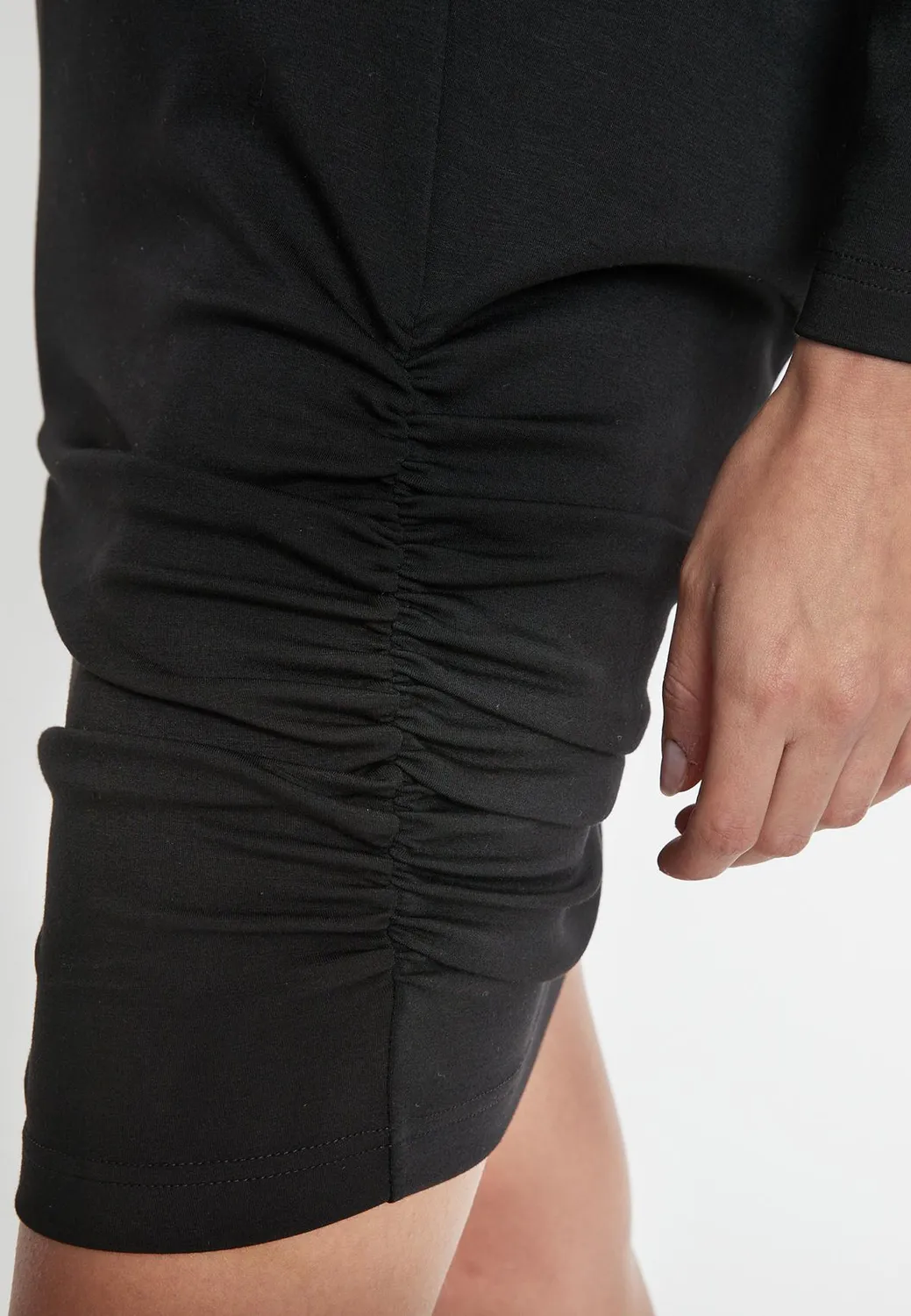 Ana Alcazar Sissi miniabito nero schiena nuda jersey