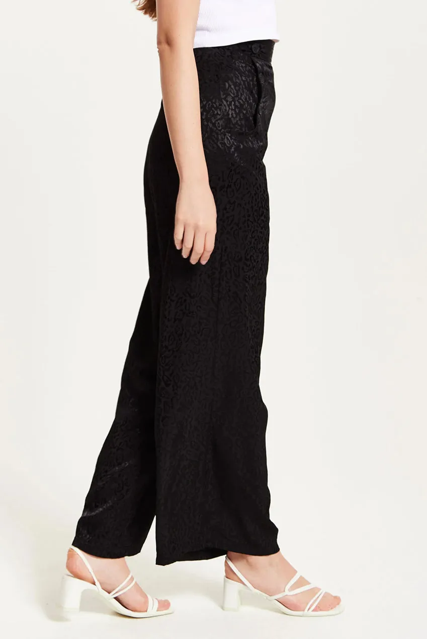 Liquorish High Waist Animal Print pantaloni neri fantasia