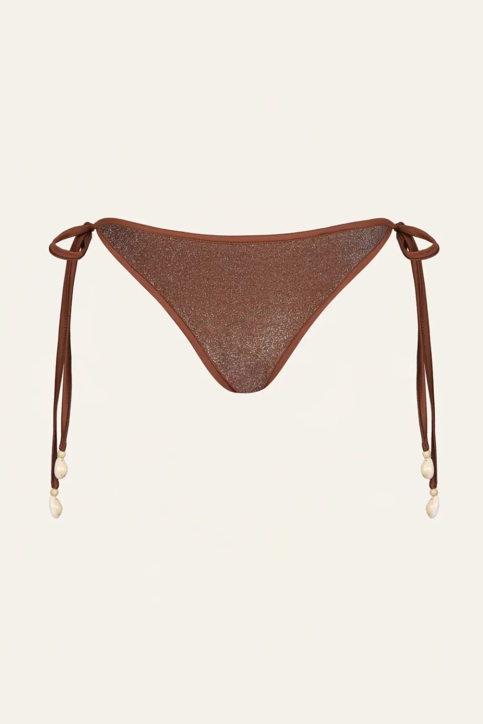 Johanna Ortiz Renewal slip bikini lacci marrone lurex