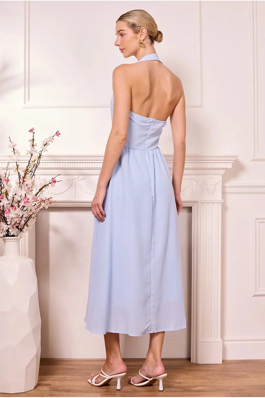 Angeleye Abito Midi Halter Azzurro Vita Bassa