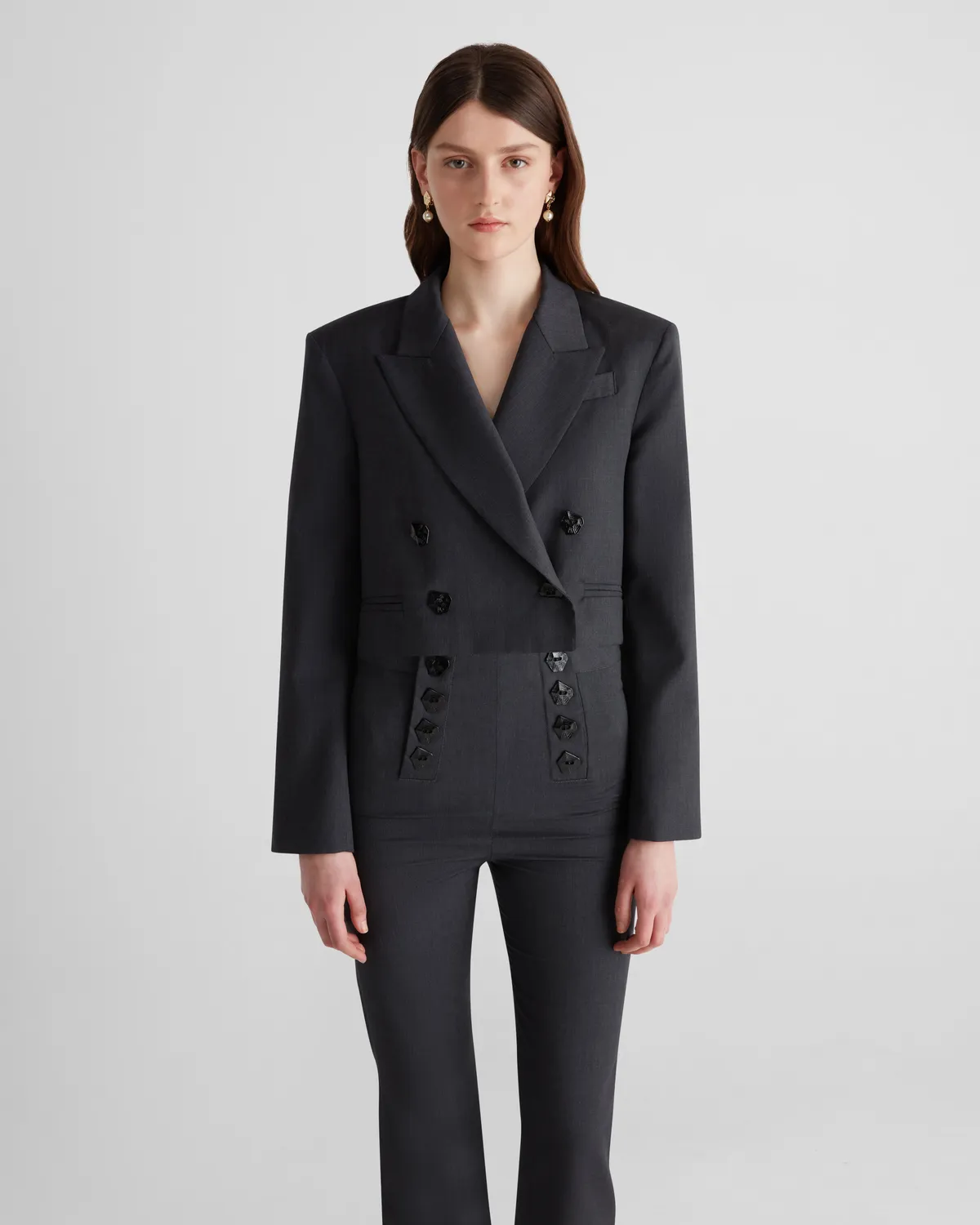 Violante Nessi Matisse Pantaloni Lana Grigi Svasati