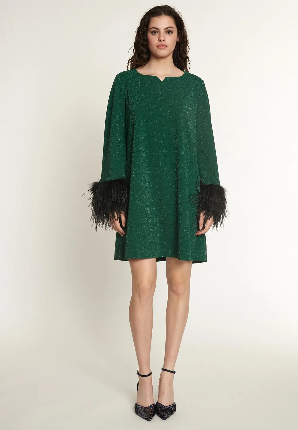 Ana Alcazar Onasa abito cocktail verde lurex