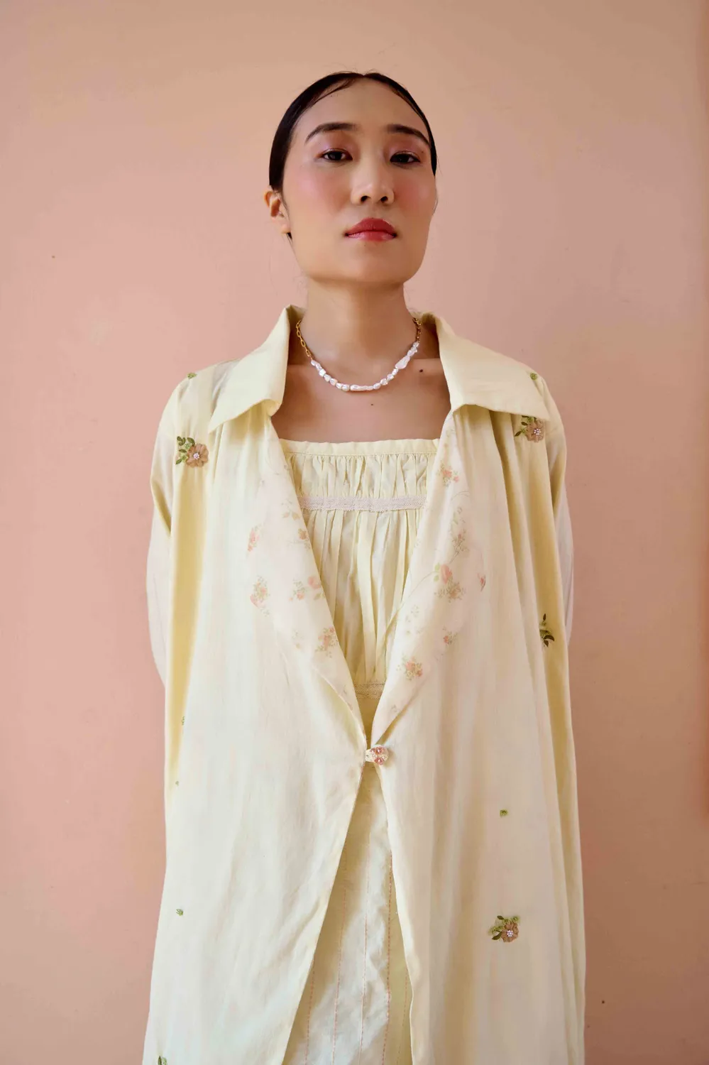 Our Dve Clara abito e giacca Yellow cotone regular fit