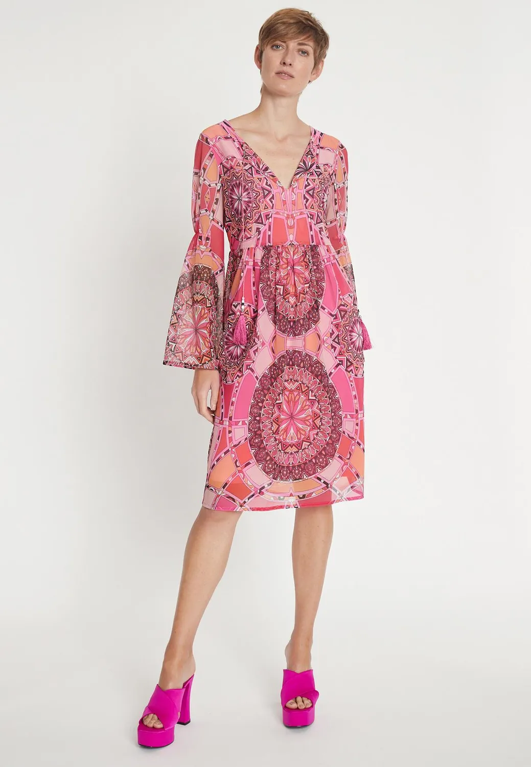 Ana Alcazar Leika abito boho corto fantasia paisley