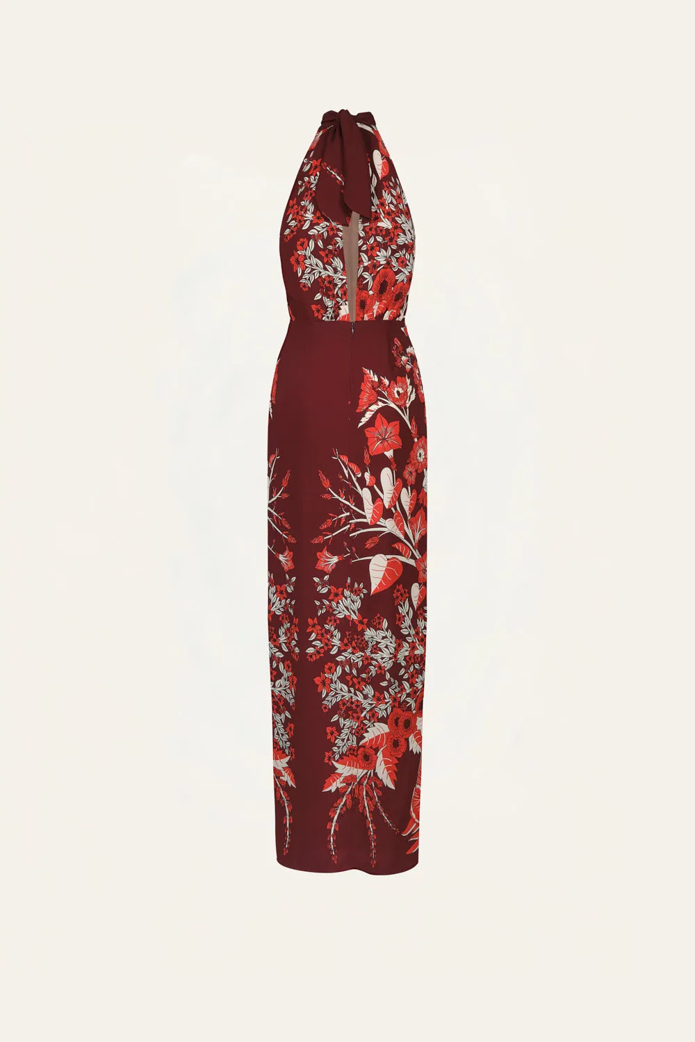 Johanna Ortiz Sacred Currents abito maxi vino crepe