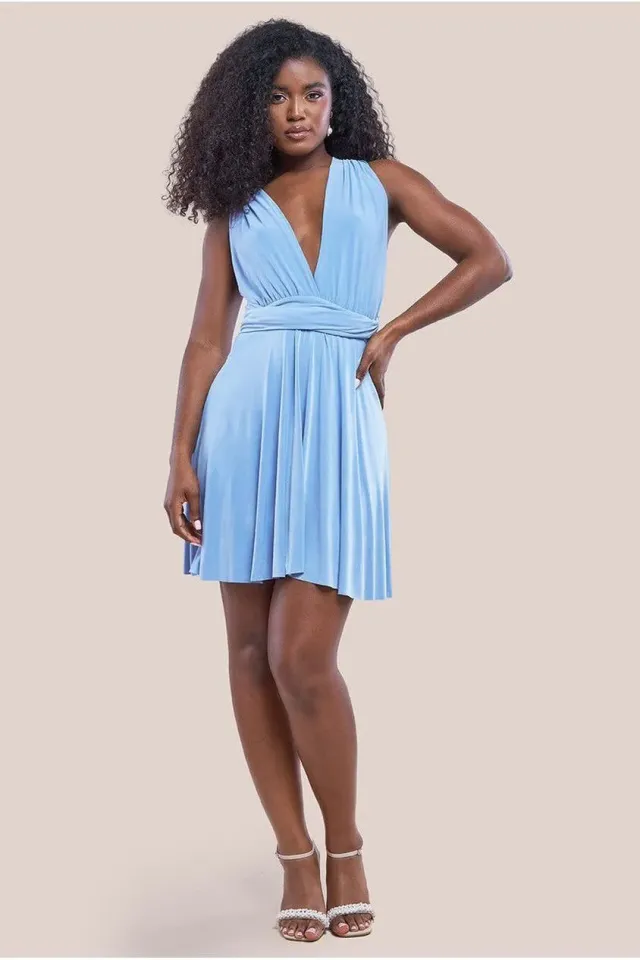 Goddiva Multiway abito mini powder blue multiway