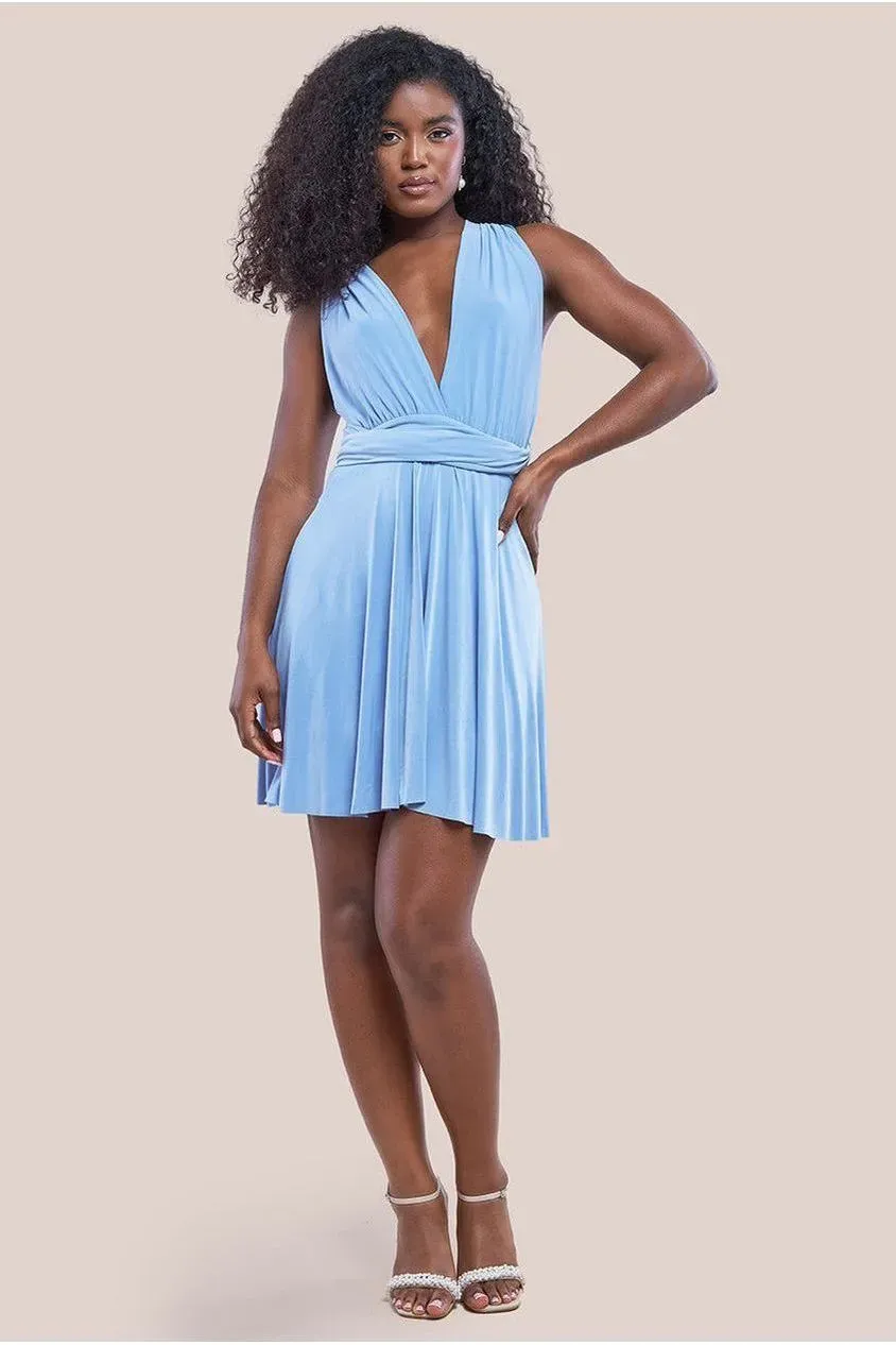 Goddiva Multiway abito mini powder blue multiway