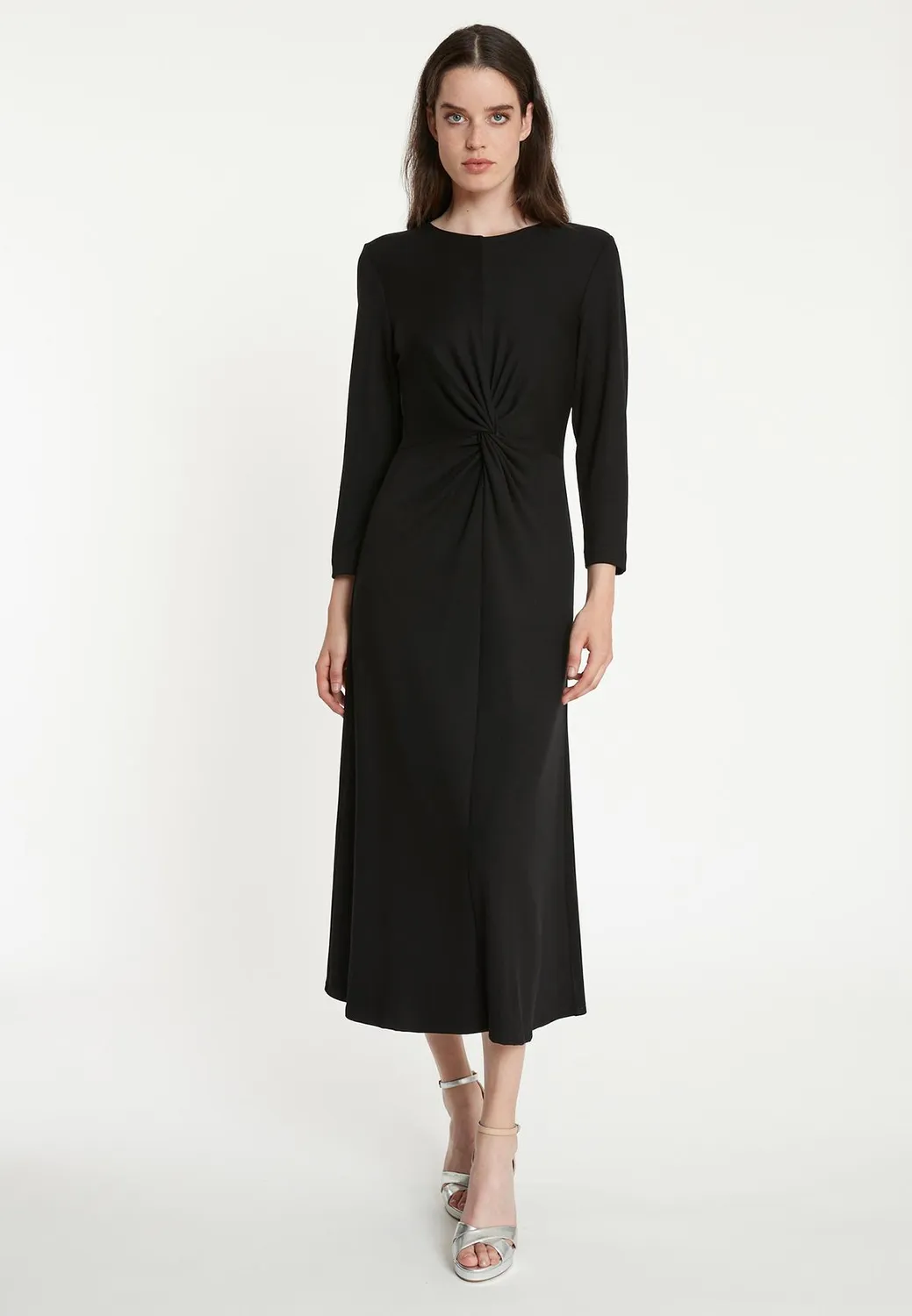 Ana Alcazar Tia abito midi nero jersey