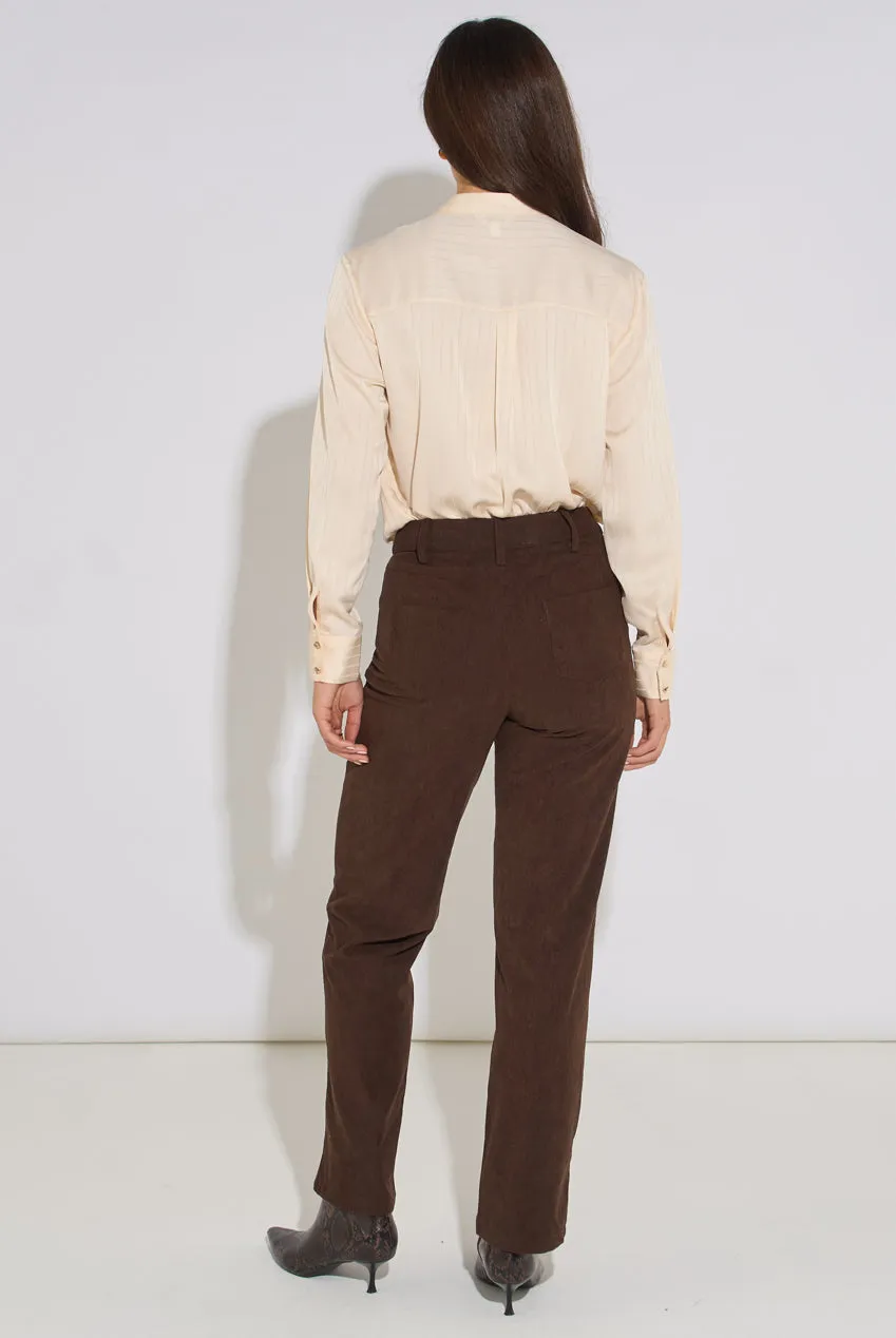 Gini London Brown Cord Straight Leg pantaloni marroni velluto