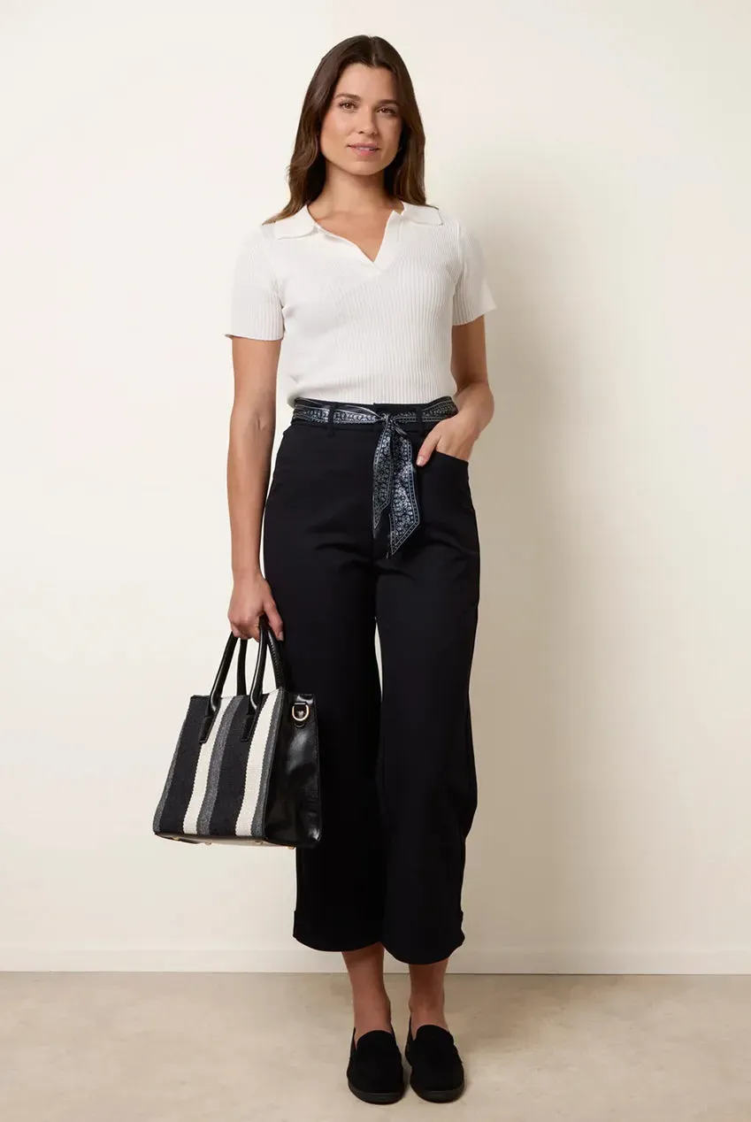 Blue Vanilla Scarf Belt pantaloni navy con foulard