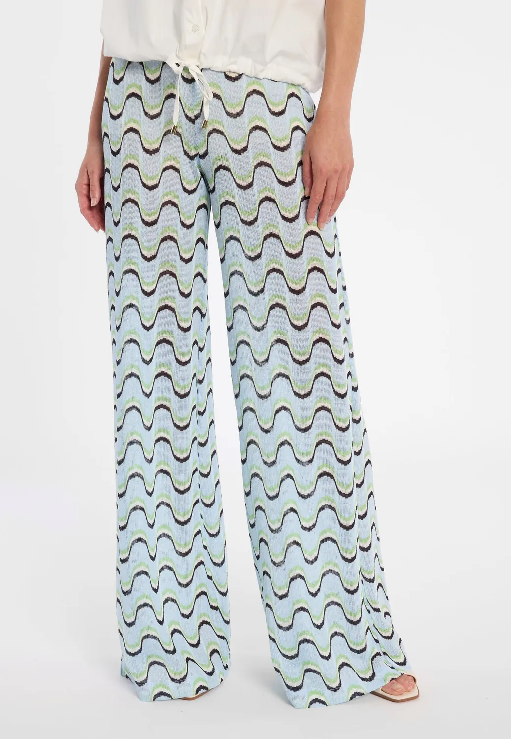 Ana Alcazar Dorae pantaloni knit azzurri a onde