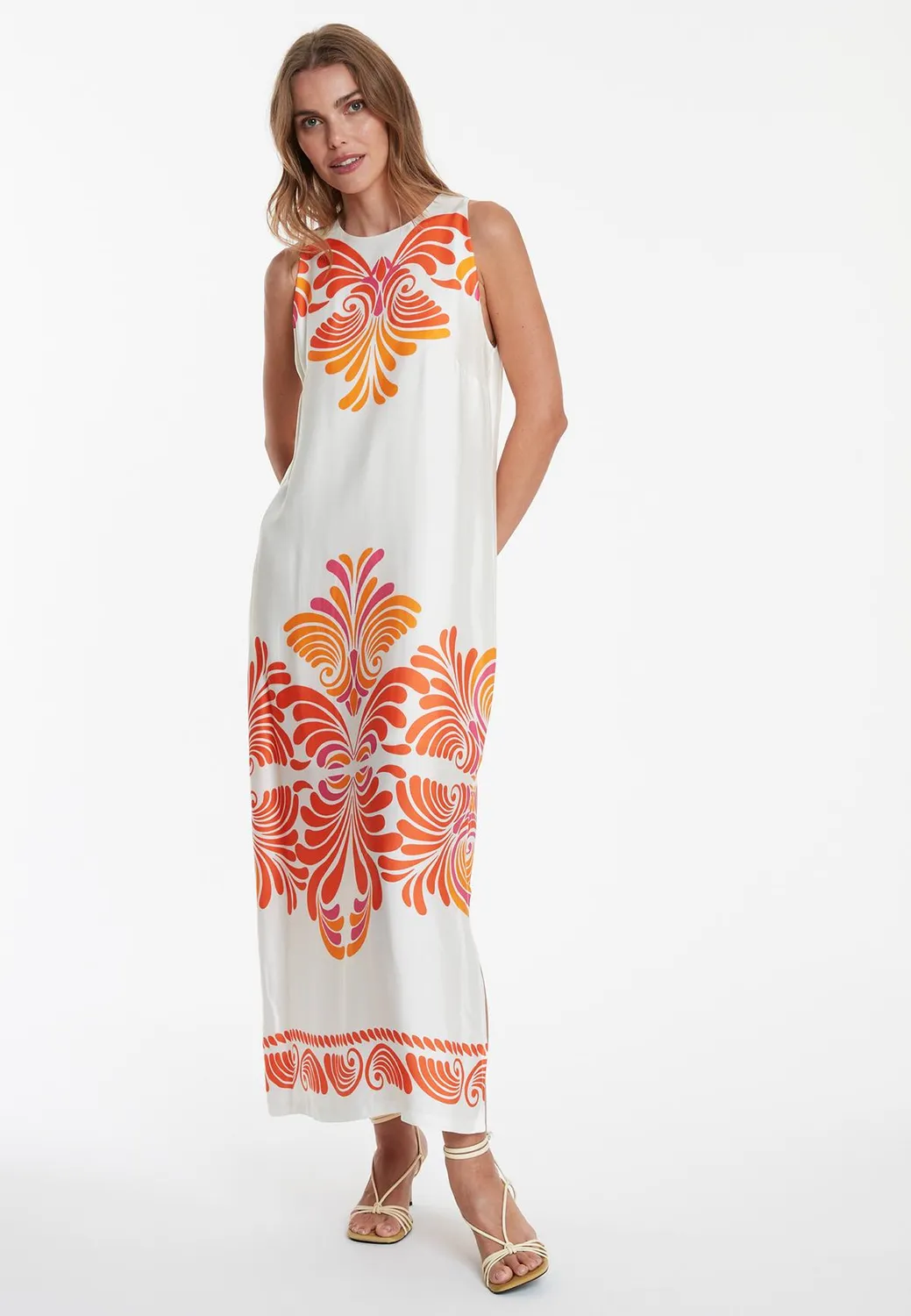 Ana Alcazar Waya Abito Maxi Satin Stampa