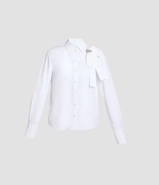 Erdem Cotton Poplin camicia maniche lunghe fiocco