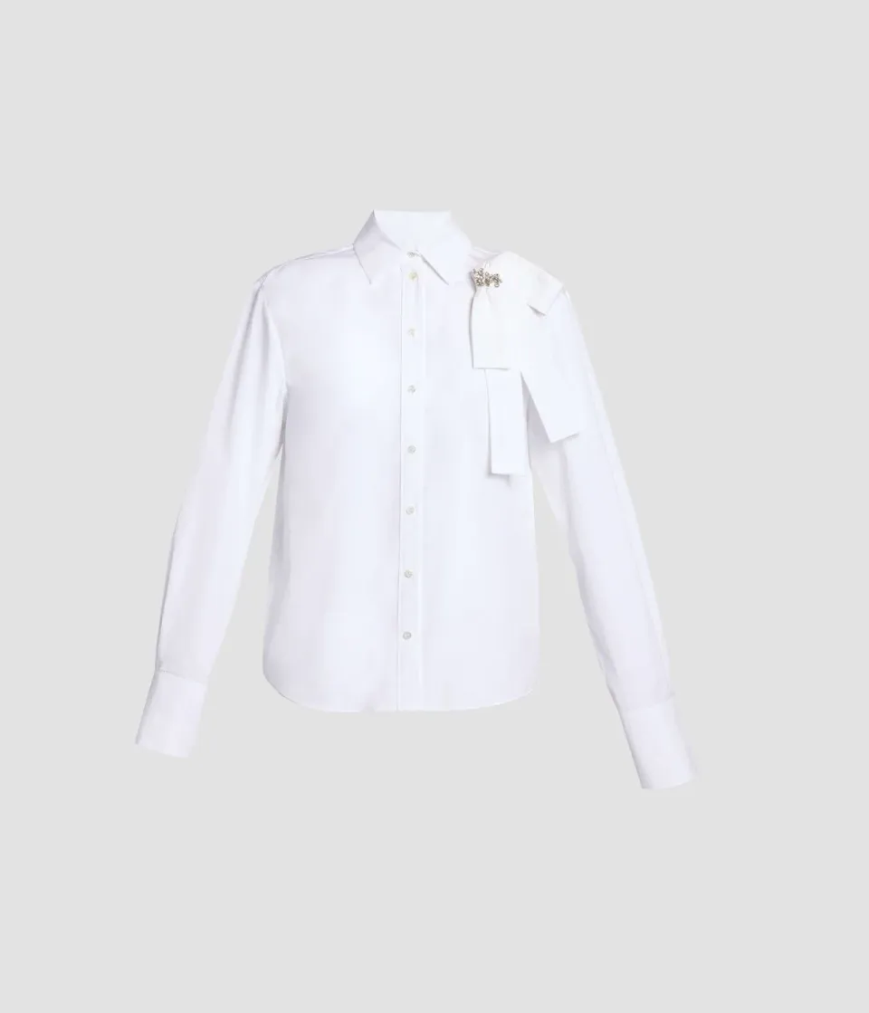 Erdem Cotton Poplin camicia maniche lunghe fiocco