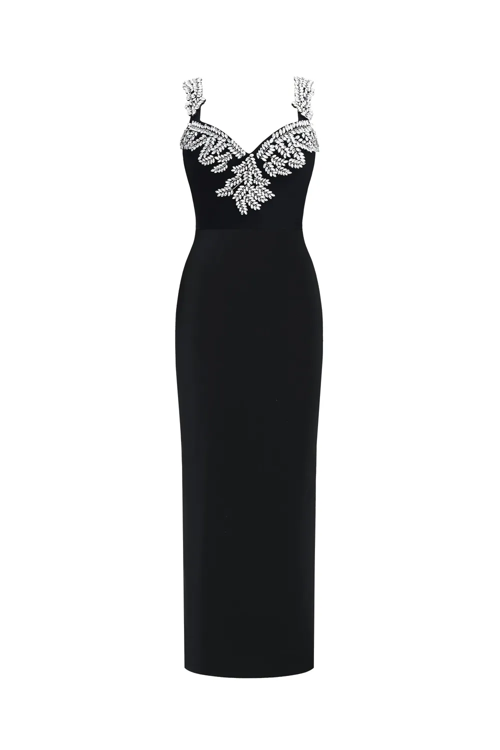 Bella Barnett Lila abito bandage midi nero strass scollo V