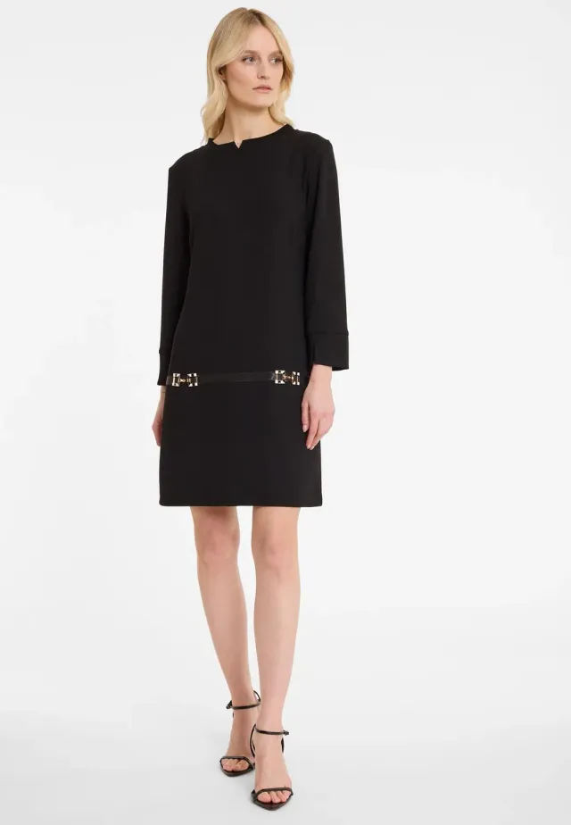 Ana Alcazar Aglina abito svasato corto jersey nero