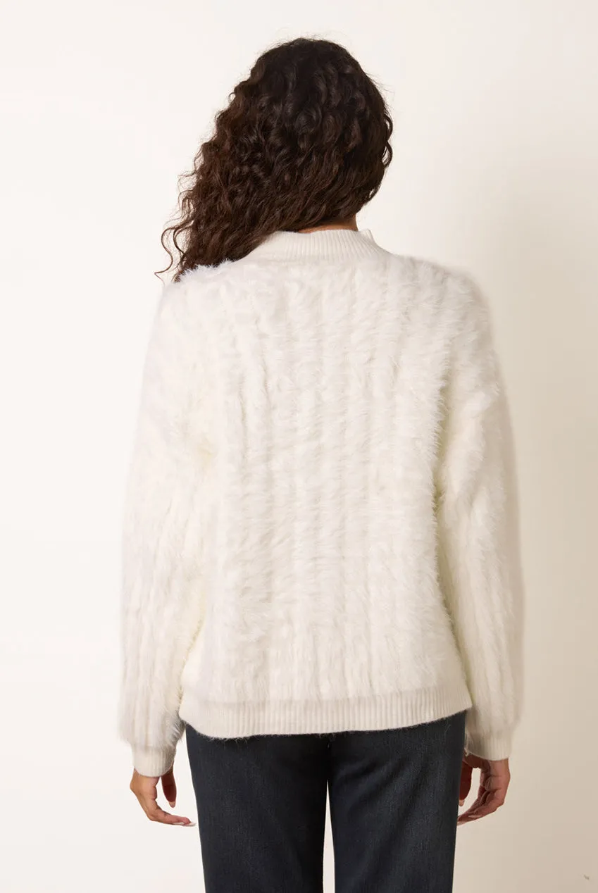 Goddiva Blue Vanilla Textured Zip cardigan crema caldo