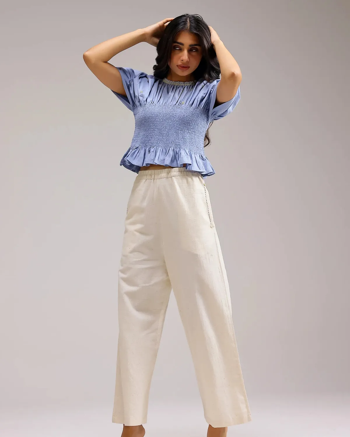 Our Dve Peplum Top smock azzurro taglia unica
