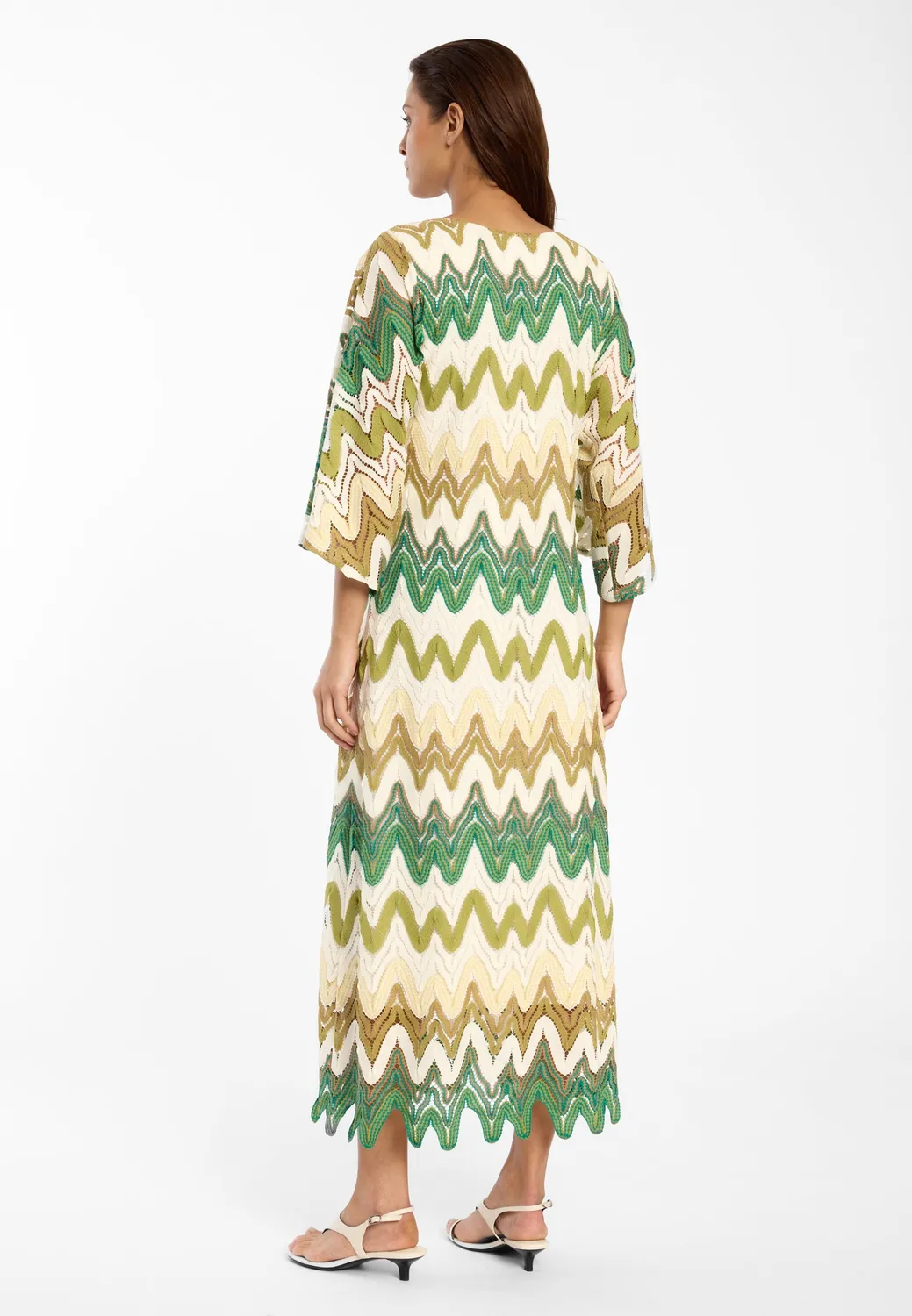 Ana Alcazar Dinah abito caftano maxi verde maglia