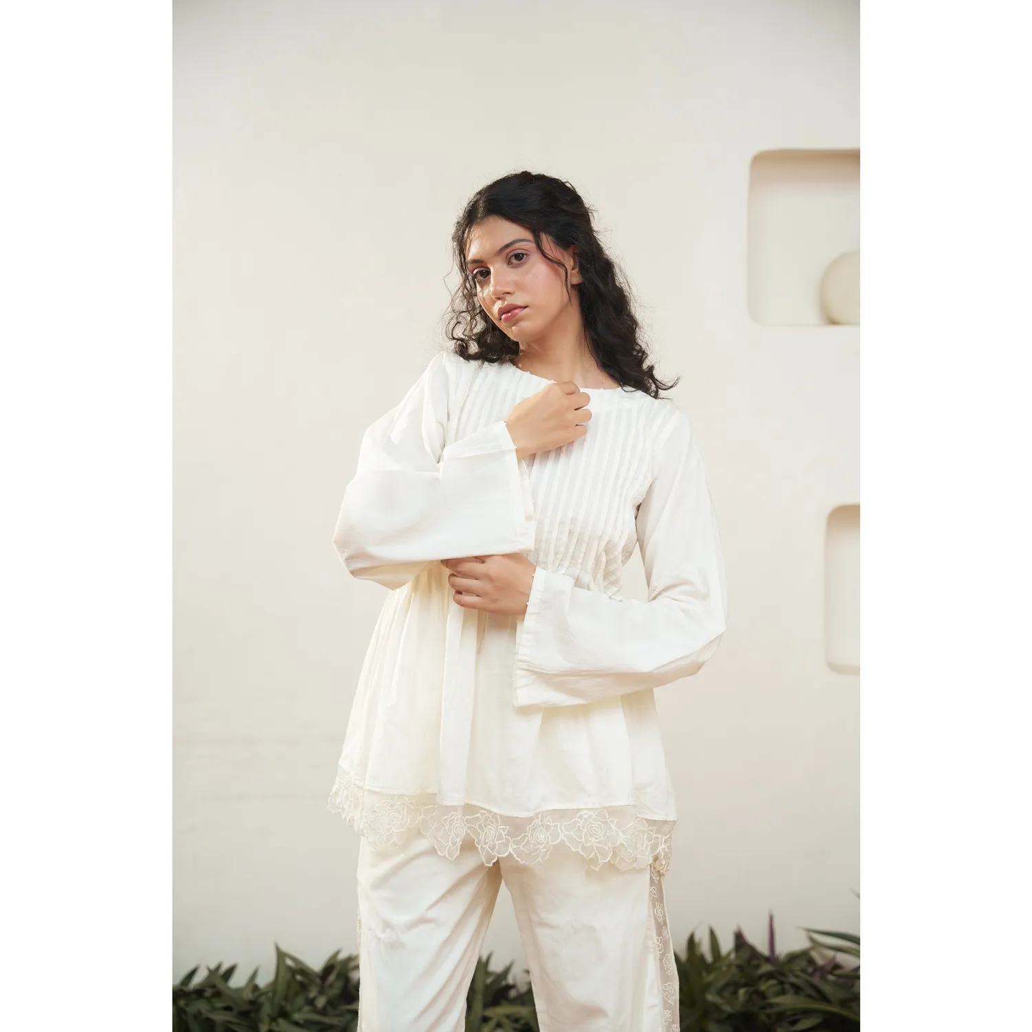 Our Dve Capsule 3 set top pantalone beige cotone