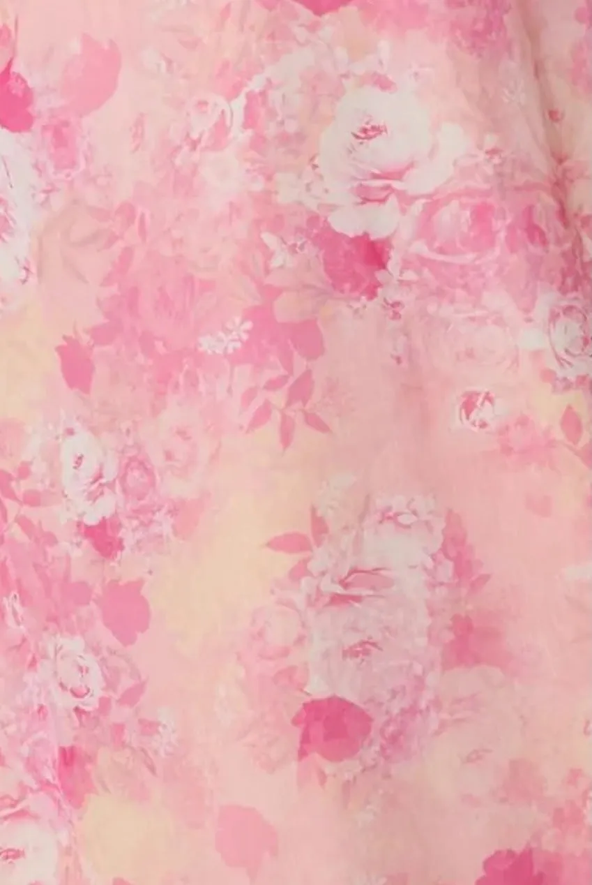 Chi Chi London Floral abito mini rosa chiffon maniche lunghe
