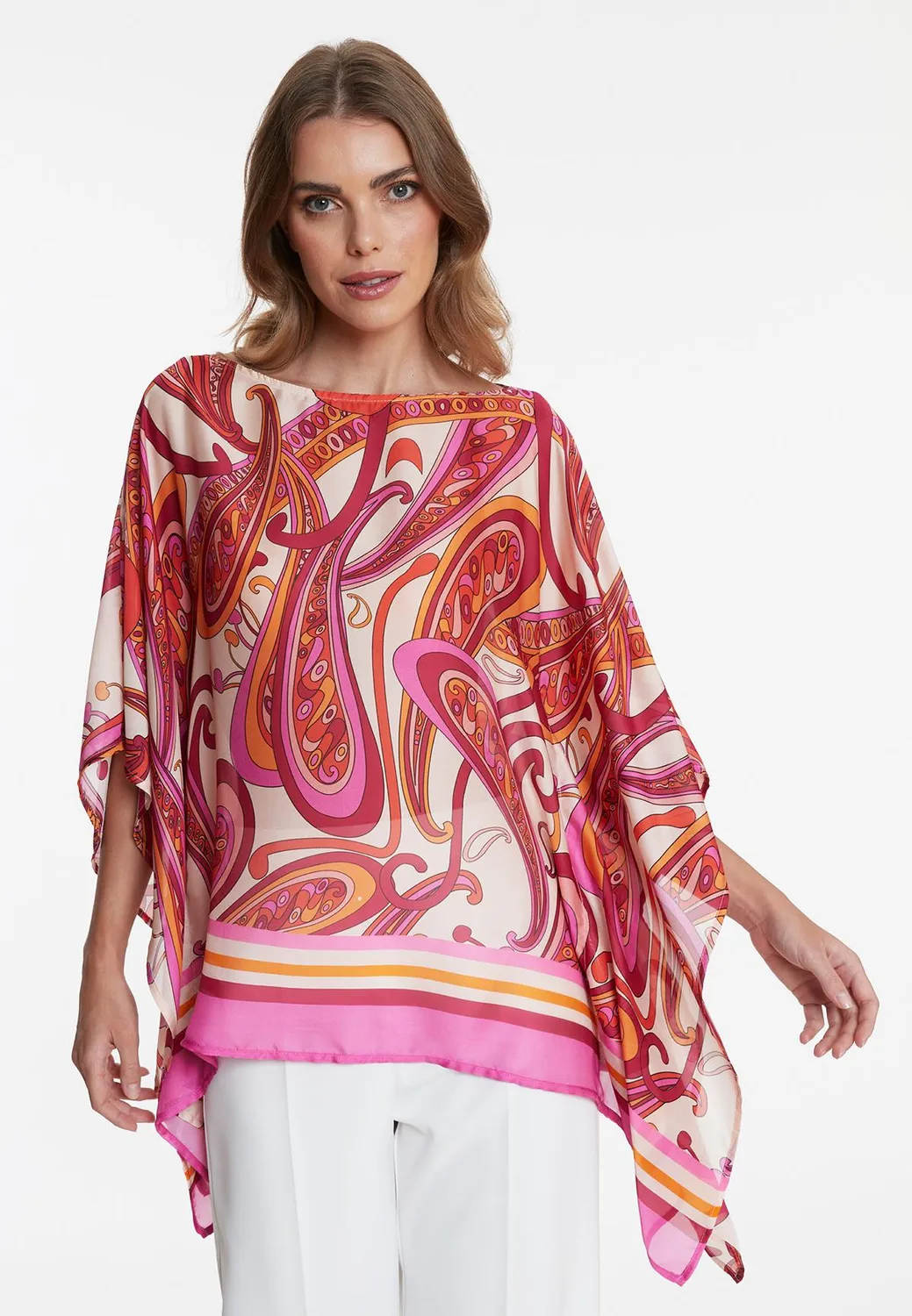 Ana Alcazar Wegosa top chiffon crema fantasia paisley ampio