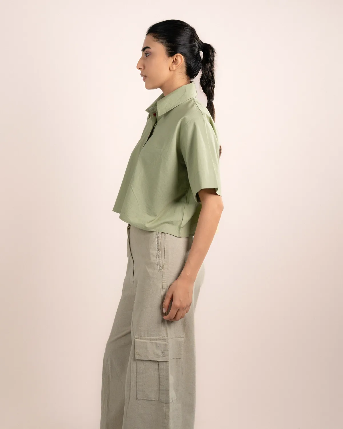 Our Dve Sia Pale Green camicia corta verde loose cotone