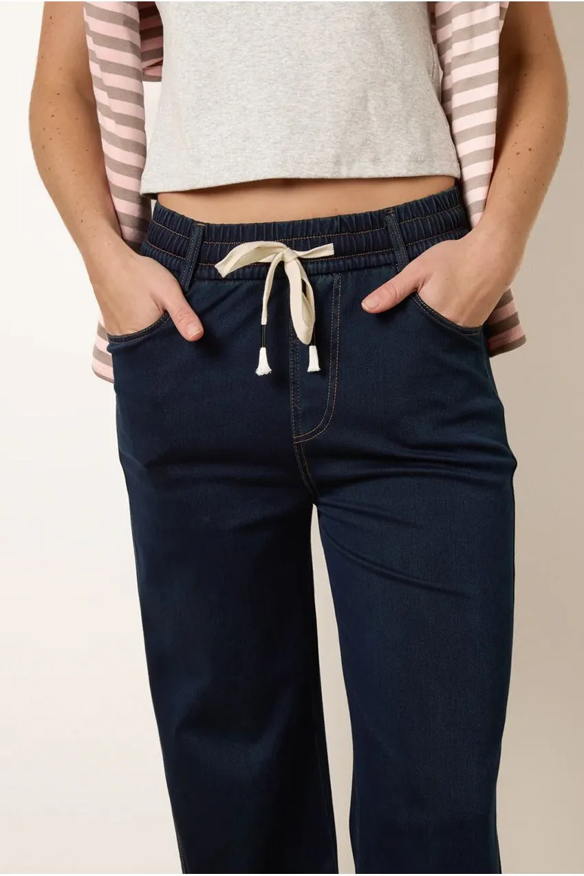 Blue Vanilla Pantaloni Indaco Herringbone Gamba Larga S