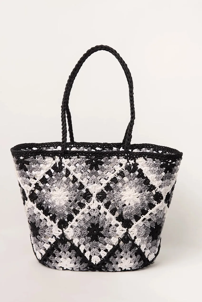 Blue Vanilla Crochet Simple borsa tote nera onesize cotone